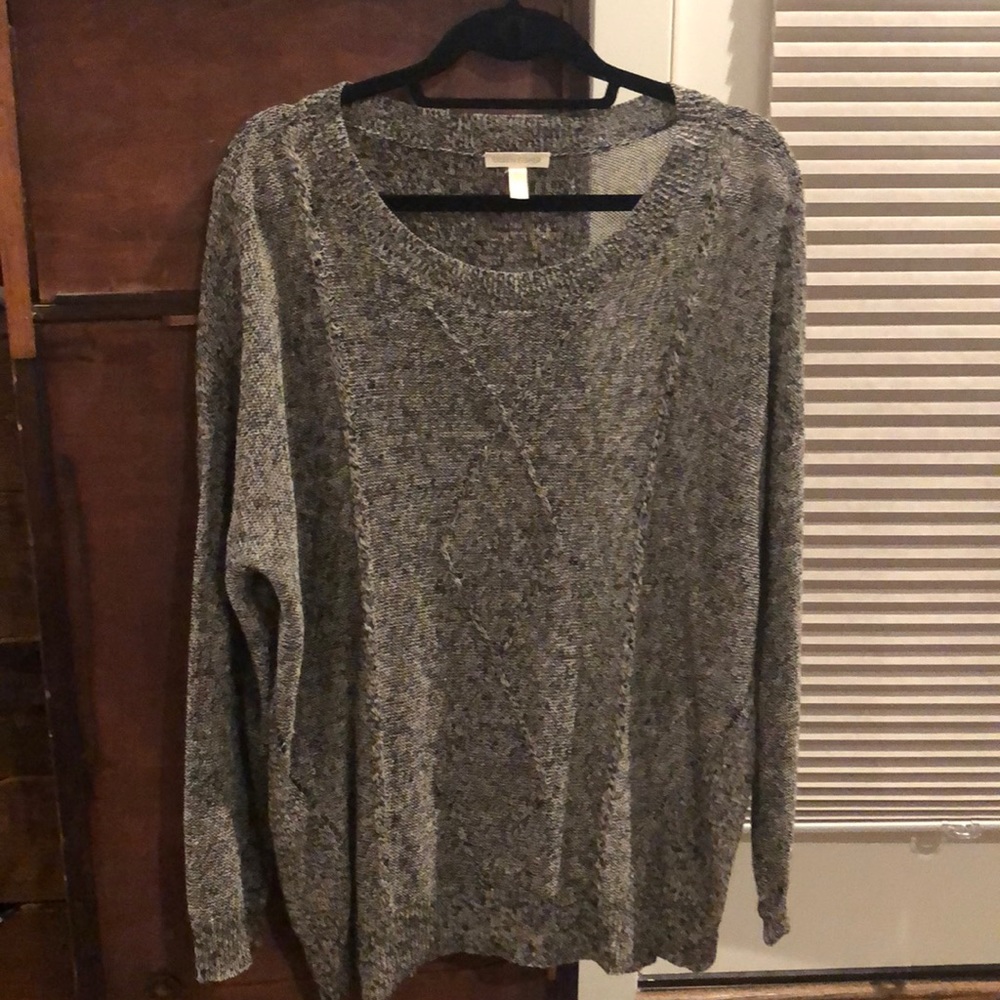 Eileen Fisher L  linen marled crewneck sweater